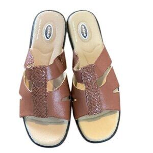 D. Scholls Double Air-Pillo Slide Sandals Brown Womens